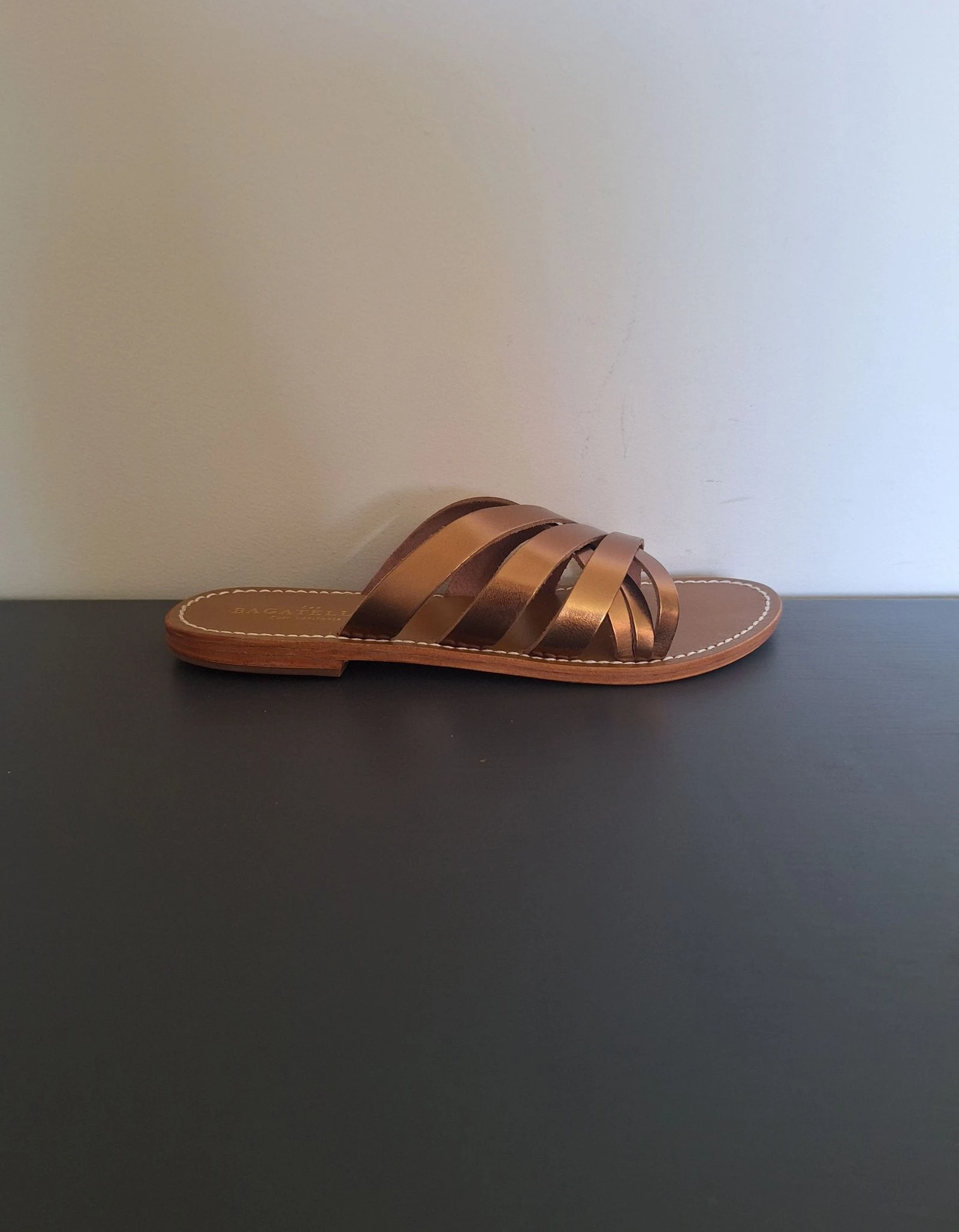 Les Bagatelles sandálias / chinelas de couro bronze / marrom tamanho 39 – photo 4